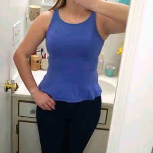 Express blue peplum tank‎
